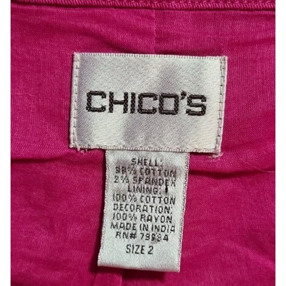Chicos Size 2 Cotton Jacket Womens L Bright Multicolor Striped Button Front - Picture 5 of 9